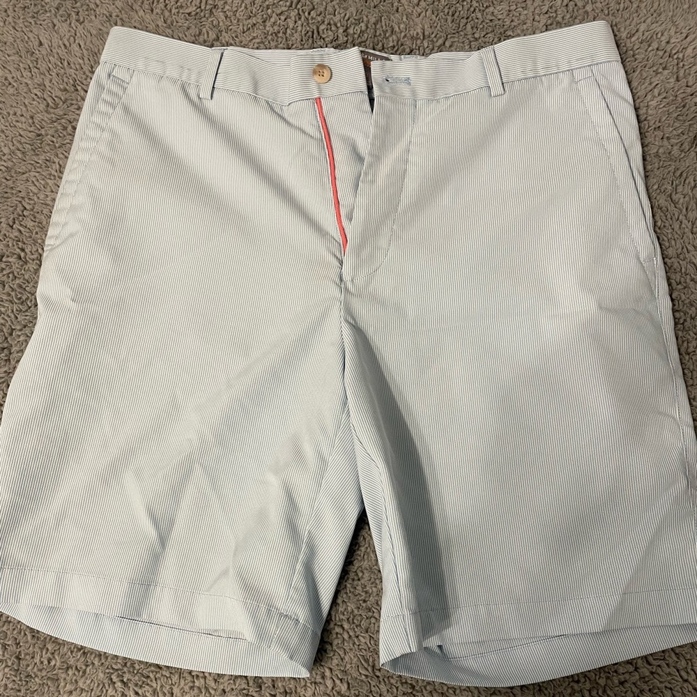 Peter Millar Blue Pinstripe Khaki-Style Shorts